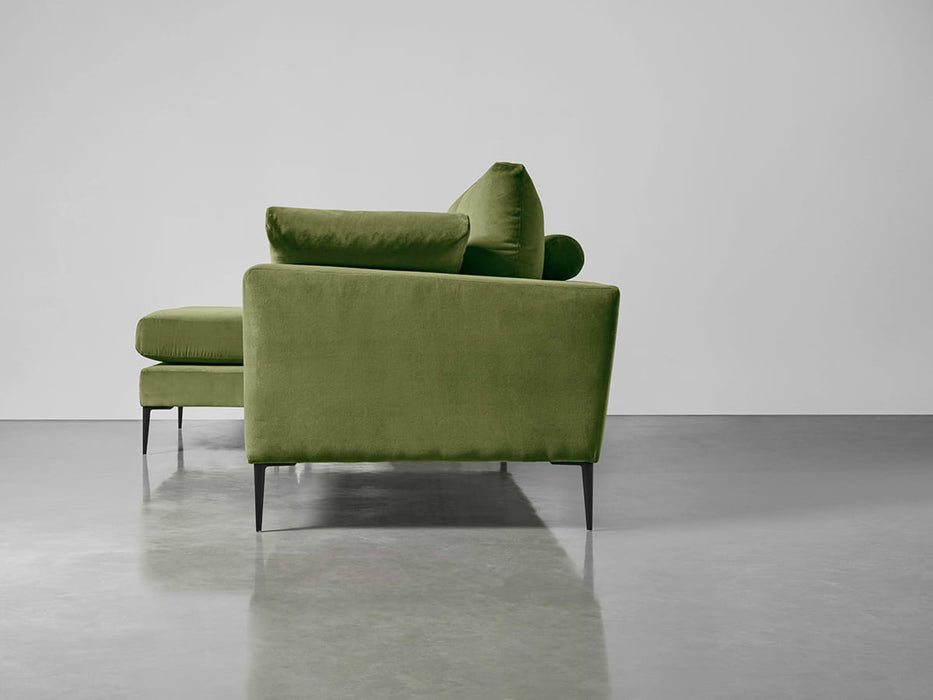 Milano Grand Chaise Sofa Moss Cotton Velvet