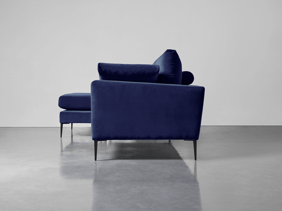 Milano Grand Chaise Sofa Navy Cotton Velvet