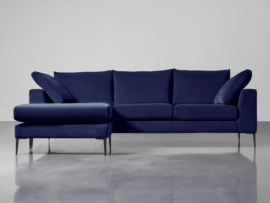 Milano Grand Chaise Sofa Navy Cotton Velvet