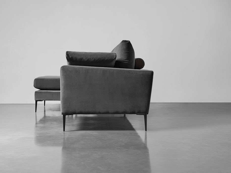 Milano Grand Chaise Sofa Slate Cotton Velvet