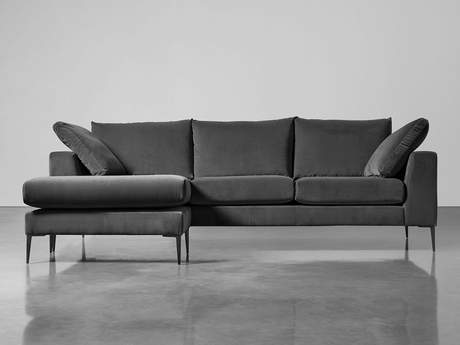 Milano Grand Chaise Sofa Slate Cotton Velvet