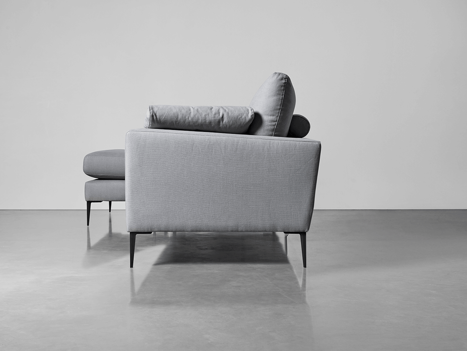 Milano Grand Chaise Sofa Smoke Linen Cotton Blend
