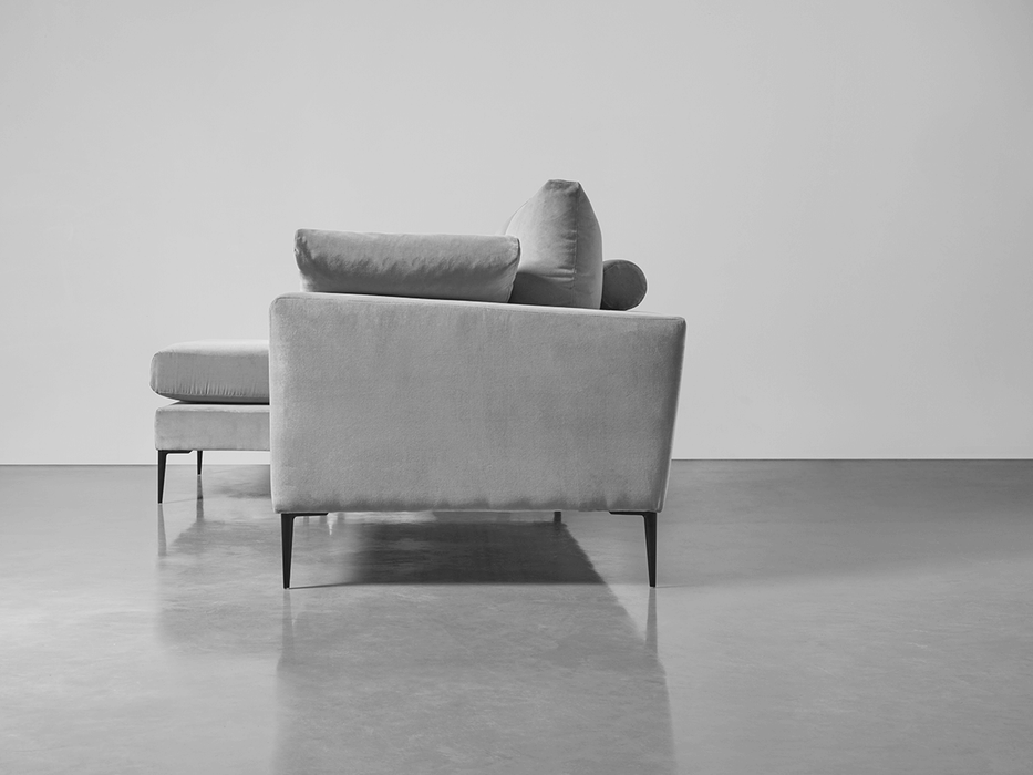 Milano Grand Chaise Sofa Swedish Grey Cotton Velvet