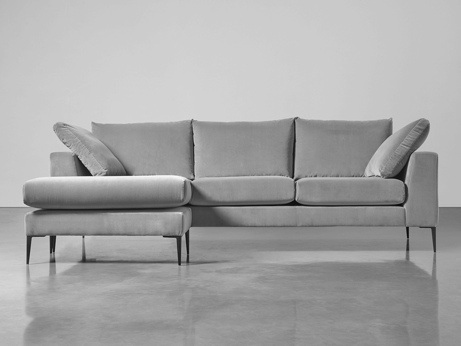 Milano Grand Chaise Sofa Swedish Grey Cotton Velvet