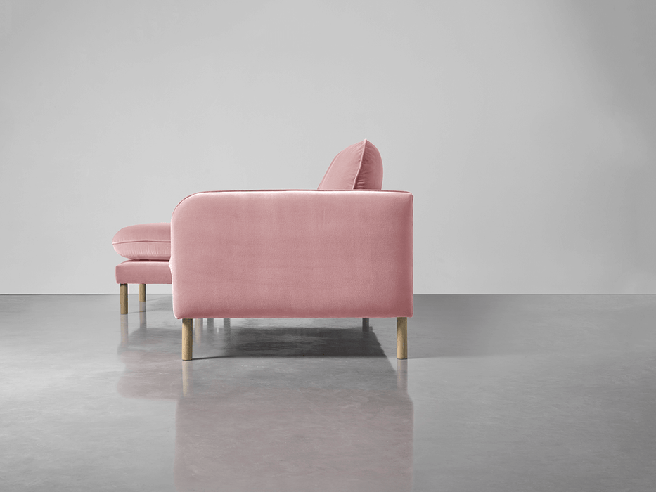 Scandi Midi Chaise Sofa Blush Cotton Velvet