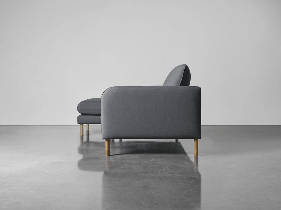 Scandi Midi Chaise Sofa Flint Linen Cotton Blend