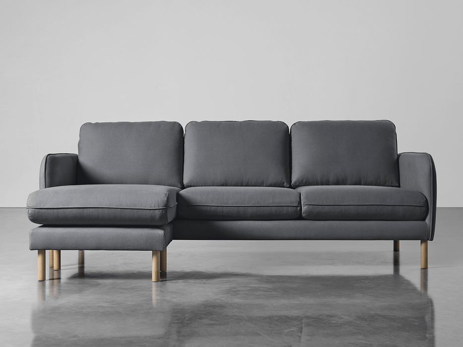 Scandi Midi Chaise Sofa Flint Linen Cotton Blend