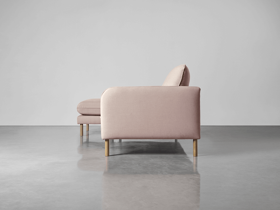 Scandi Midi Chaise Sofa Mallow Linen Cotton Blend