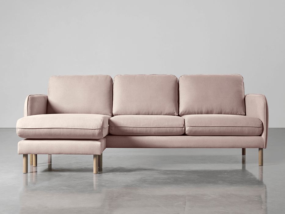 Scandi Midi Chaise Sofa Mallow Linen Cotton Blend