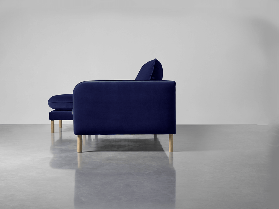 Scandi Midi Chaise Sofa Navy Cotton Velvet