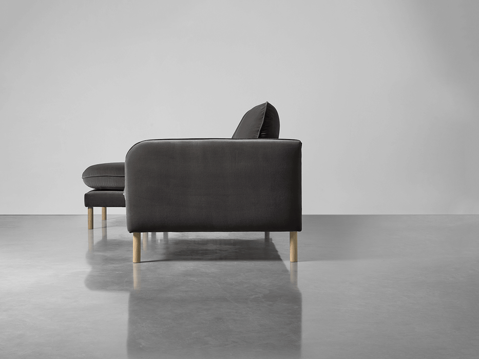 Scandi Midi Chaise Sofa Slate Cotton Velvet