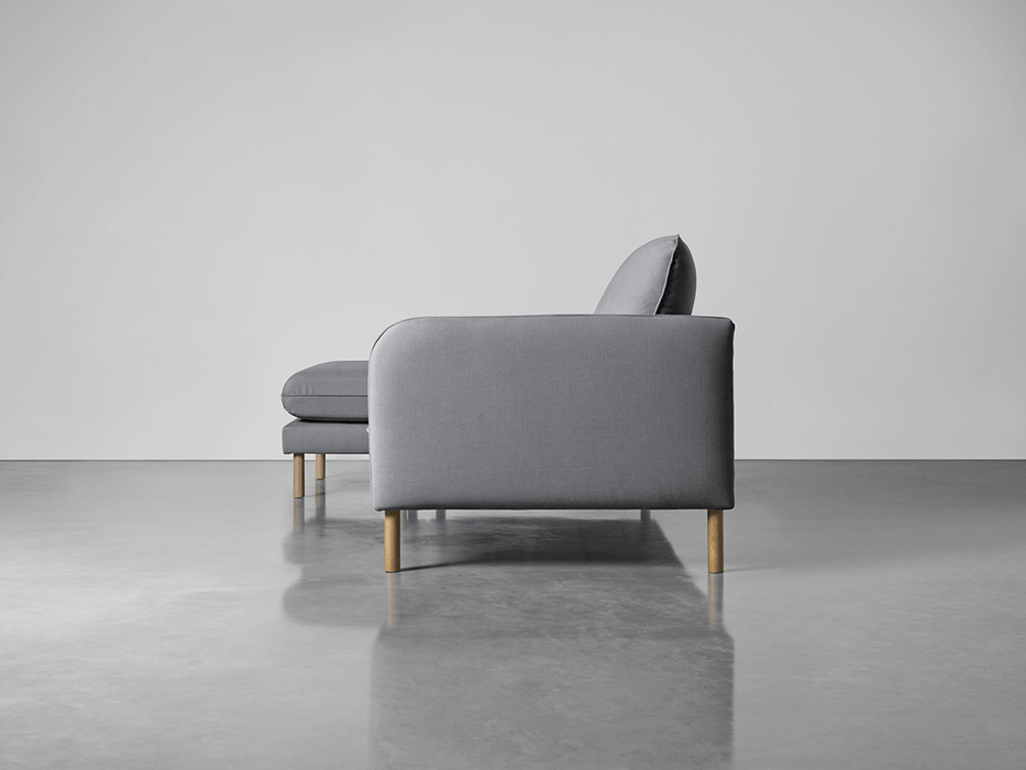 Scandi Midi Chaise Sofa Smoke Linen Cotton Blend