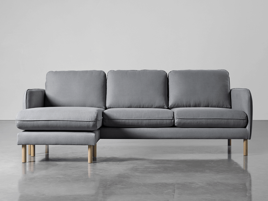 Scandi Midi Chaise Sofa Smoke Linen Cotton Blend