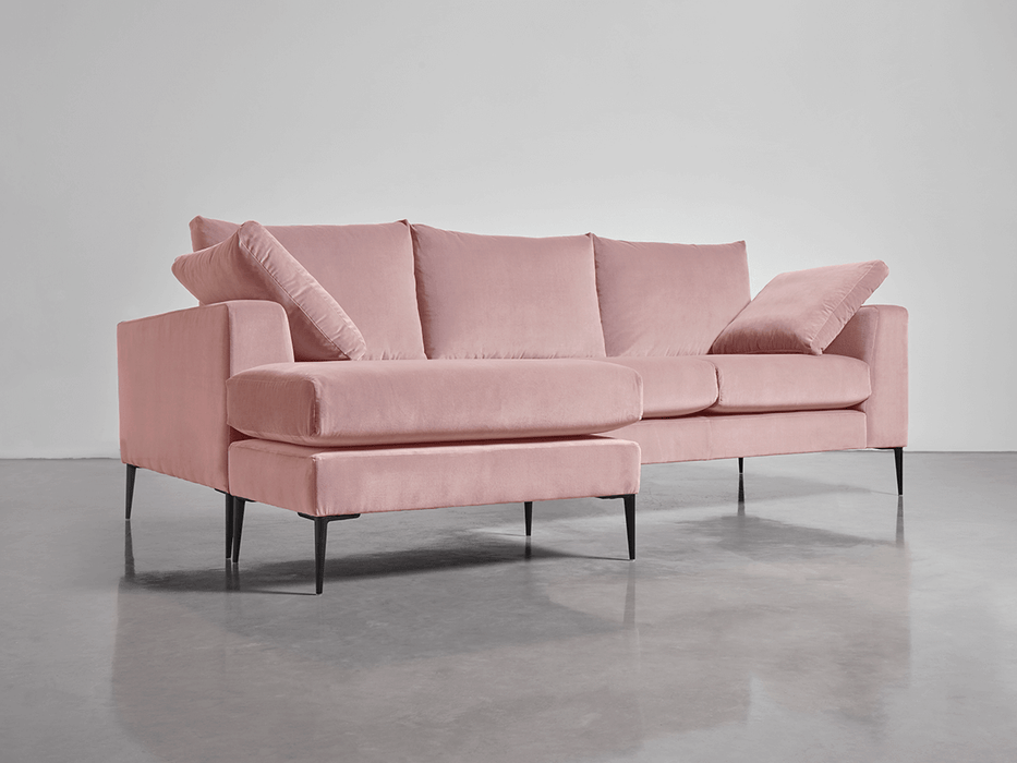Milano Grand Chaise Sofa Blush Cotton Velvet