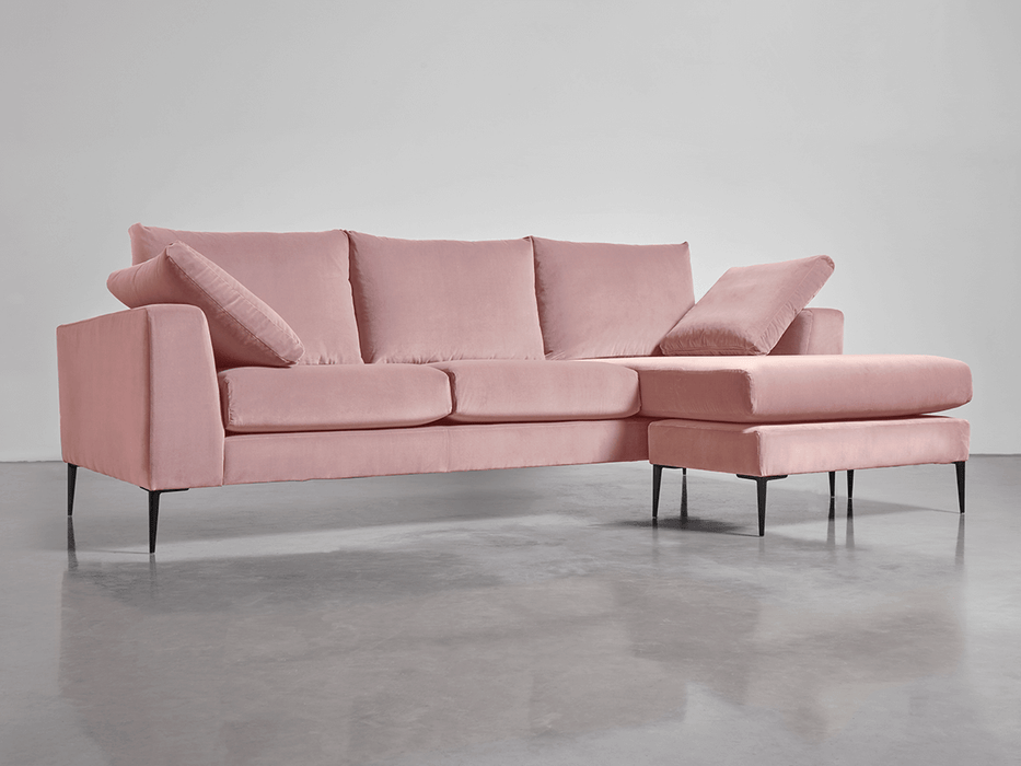 Milano Grand Chaise Sofa Blush Cotton Velvet