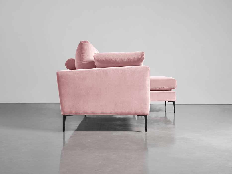 Milano Grand Chaise Sofa Blush Cotton Velvet