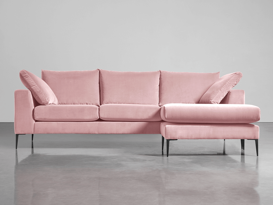 Milano Grand Chaise Sofa Blush Cotton Velvet