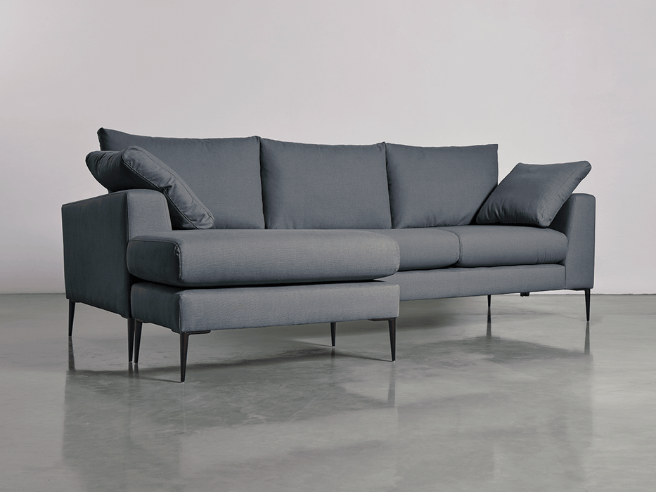 Milano Grand Chaise Sofa French Blue Linen Cotton Blend