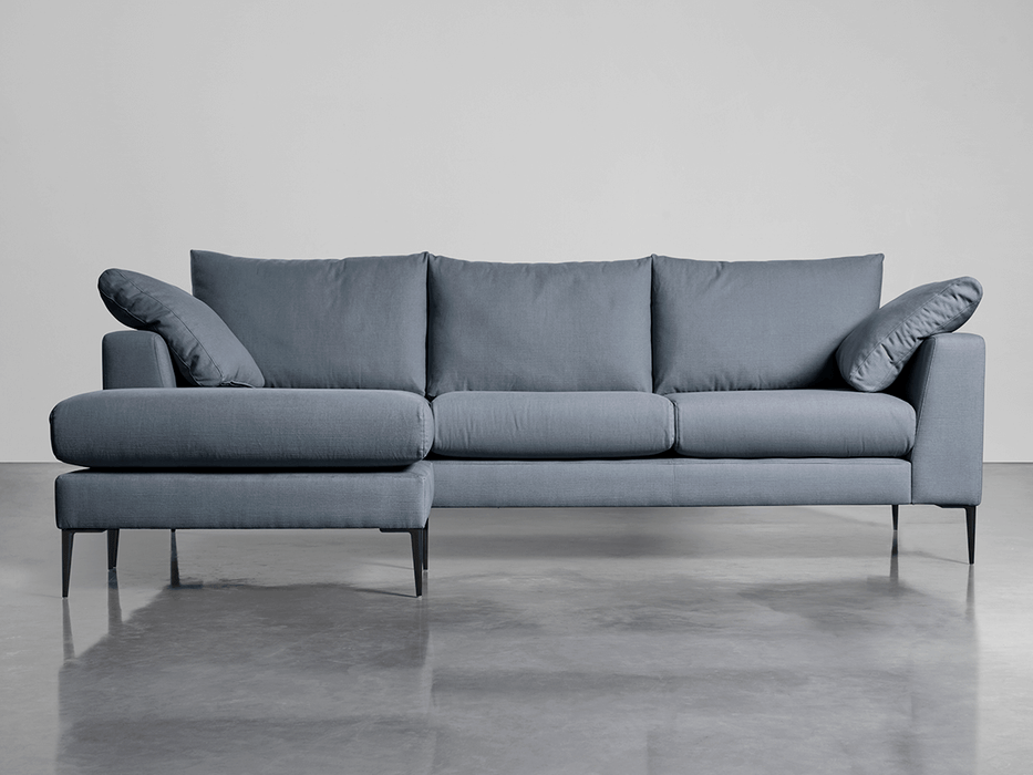 Milano Grand Chaise Sofa French Blue Linen Cotton Blend
