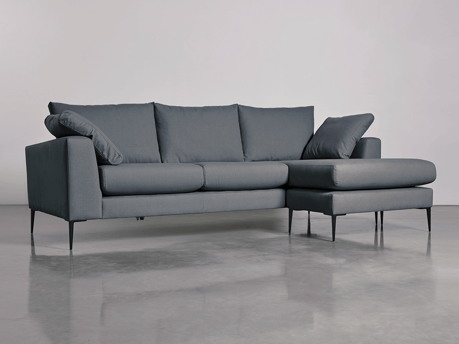 Milano Grand Chaise Sofa French Blue Linen Cotton Blend