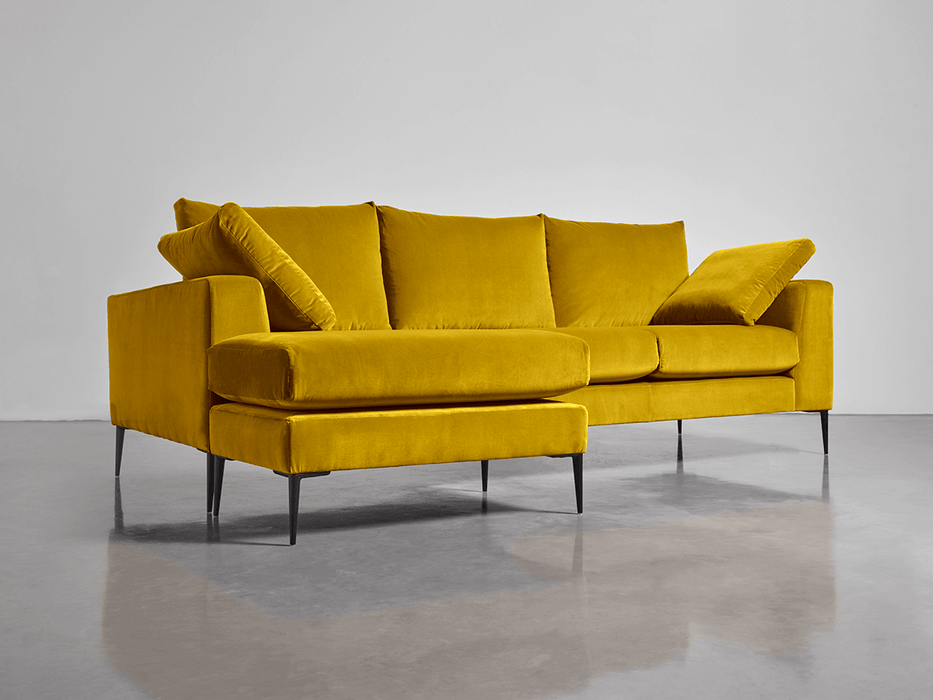 Milano Grand Chaise Sofa Gold Cotton Velvet