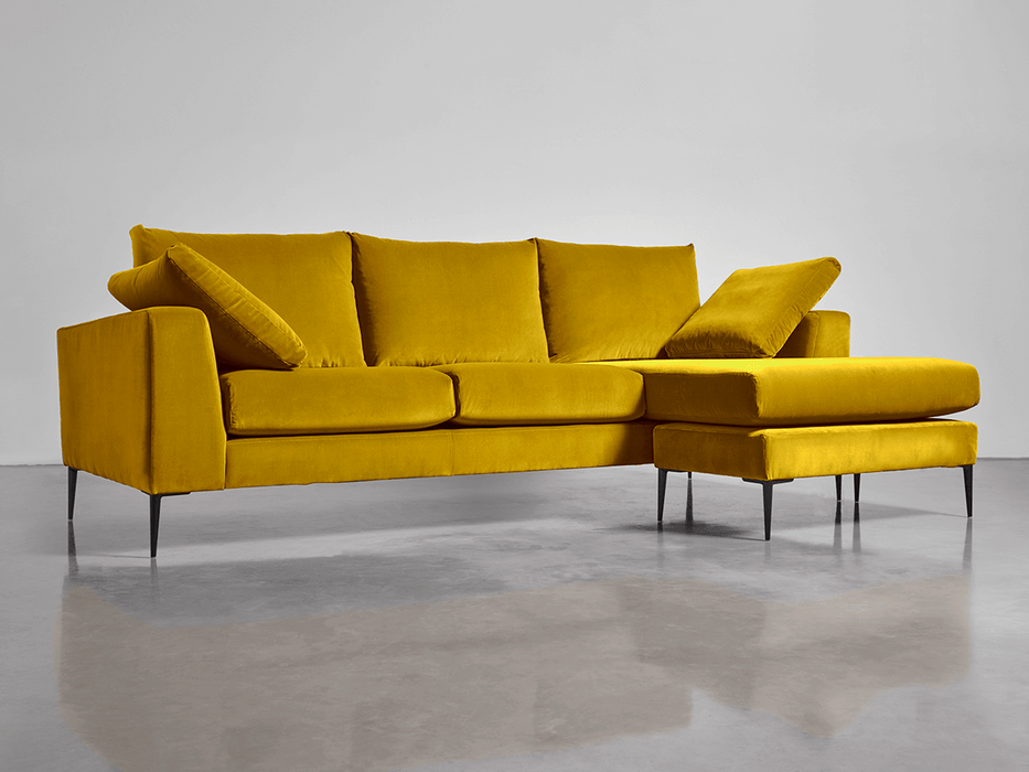 Milano Grand Chaise Sofa Gold Cotton Velvet