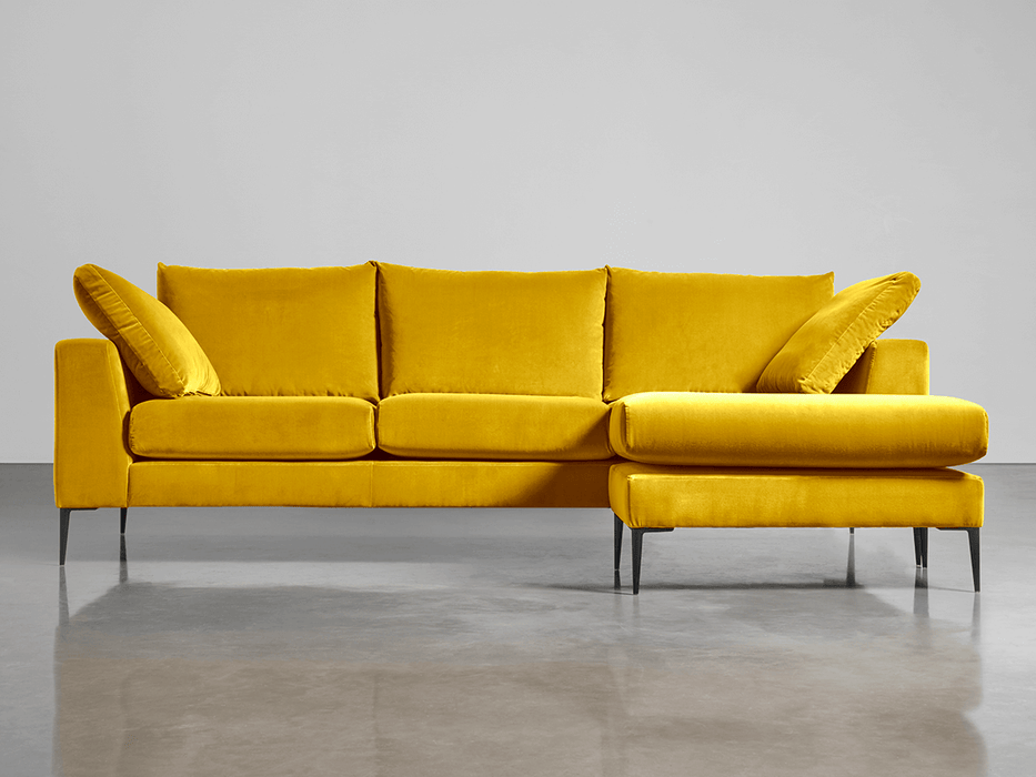 Milano Grand Chaise Sofa Gold Cotton Velvet