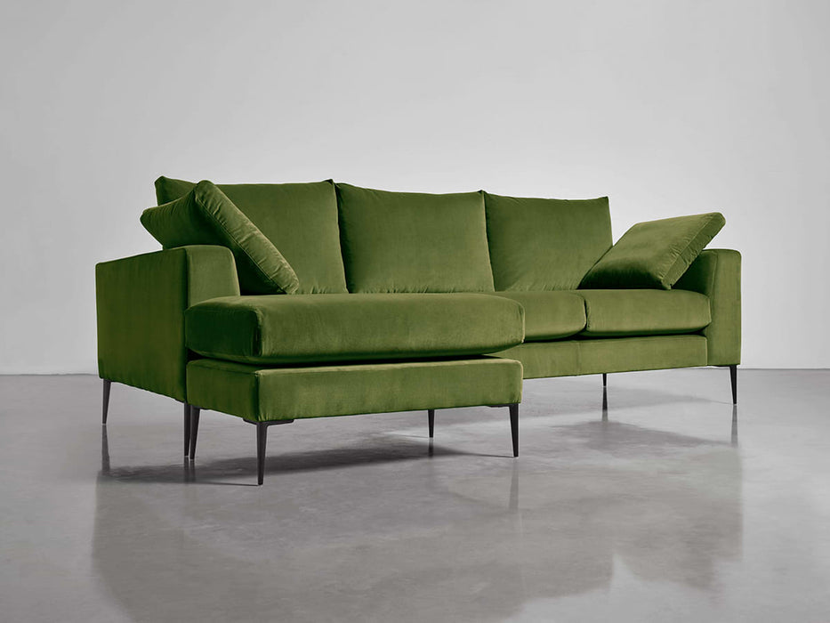 Milano Grand Chaise Sofa Moss Cotton Velvet