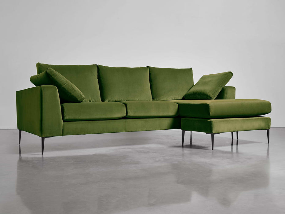Milano Grand Chaise Sofa Moss Cotton Velvet