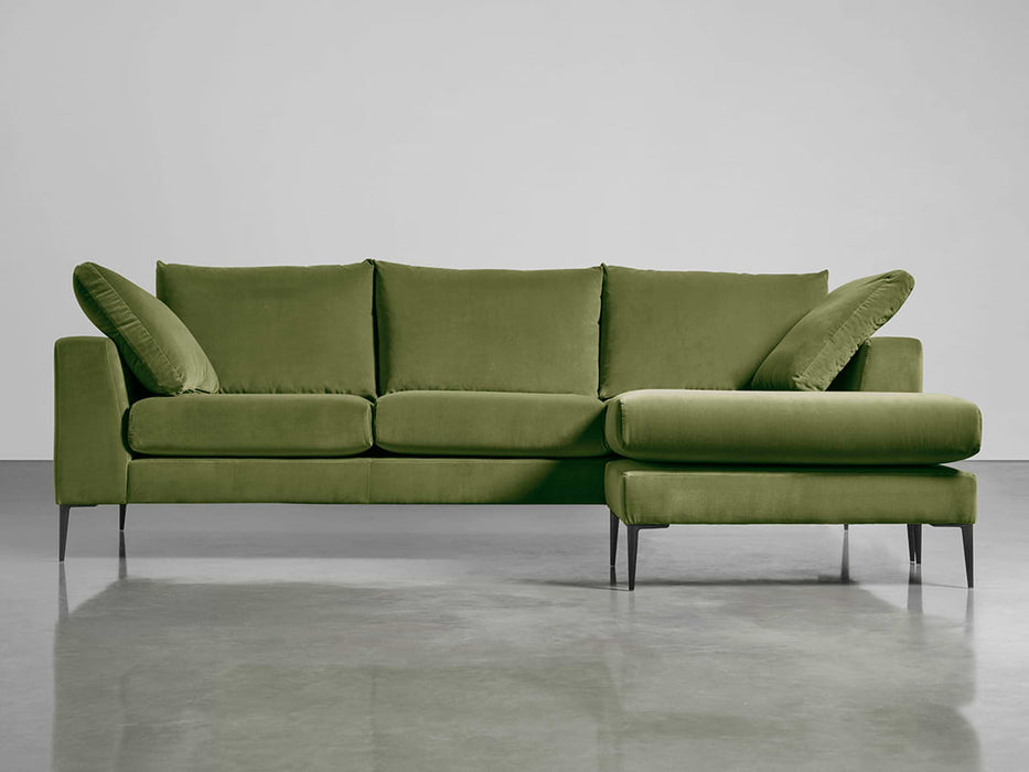 Milano Grand Chaise Sofa Moss Cotton Velvet