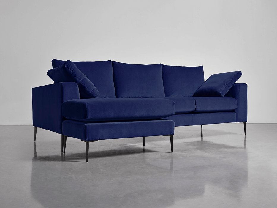 Milano Grand Chaise Sofa Navy Cotton Velvet
