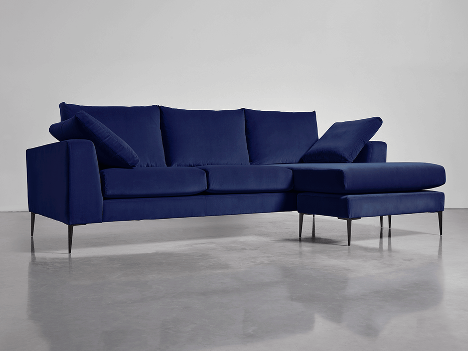 Milano Grand Chaise Sofa Navy Cotton Velvet