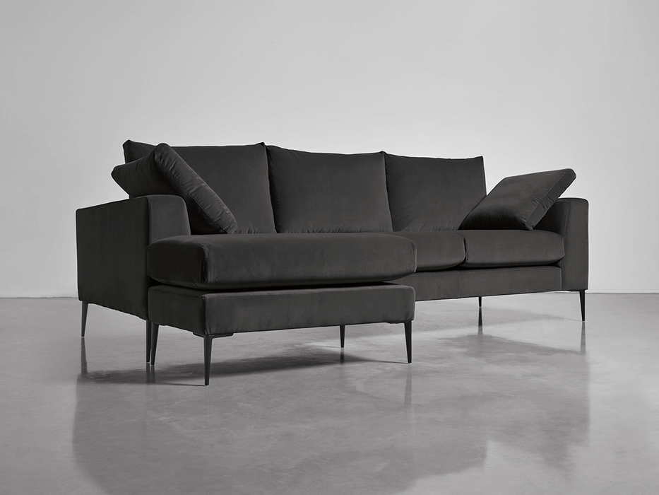 Milano Grand Chaise Sofa Slate Cotton Velvet
