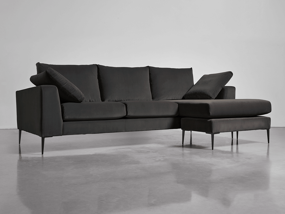 Milano Grand Chaise Sofa Slate Cotton Velvet