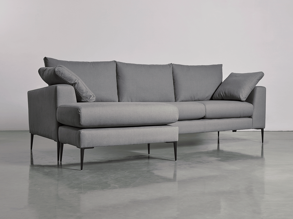 Milano Grand Chaise Sofa Smoke Linen Cotton Blend