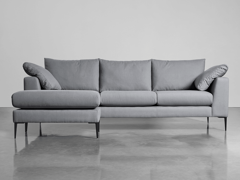 Milano Grand Chaise Sofa Smoke Linen Cotton Blend