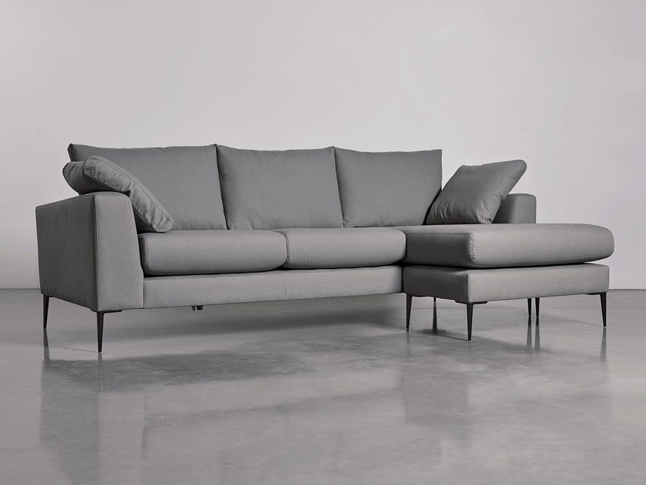 Milano Grand Chaise Sofa Smoke Linen Cotton Blend
