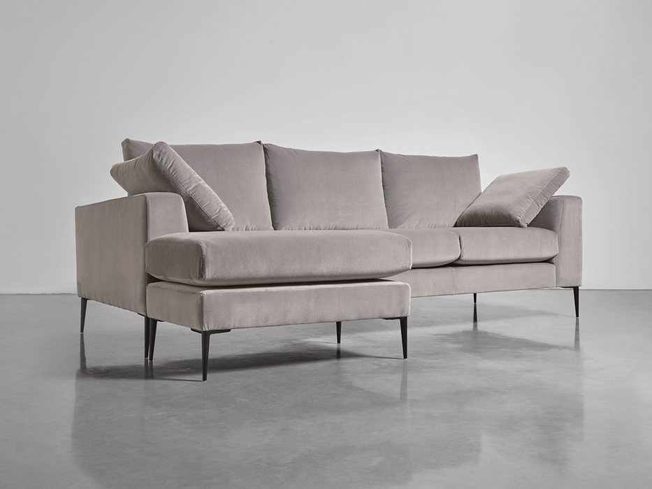 Milano Grand Chaise Sofa Swedish Grey Cotton Velvet