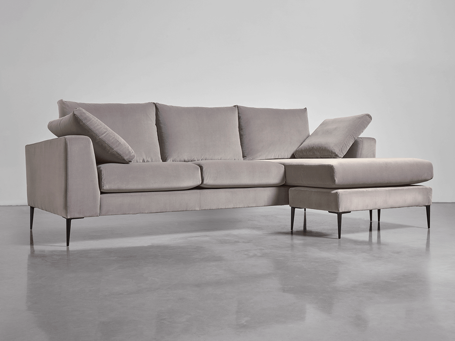 Milano Grand Chaise Sofa Swedish Grey Cotton Velvet