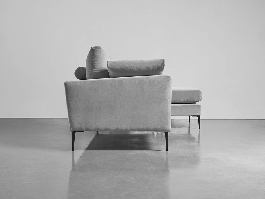 Milano Grand Chaise Sofa Swedish Grey Cotton Velvet