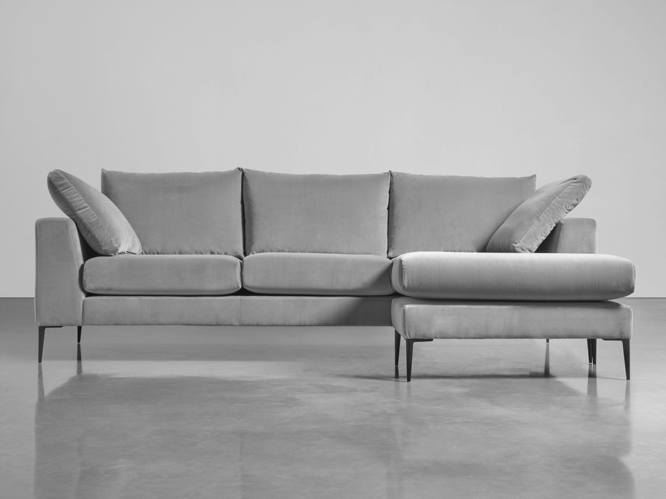 Milano Grand Chaise Sofa Swedish Grey Cotton Velvet
