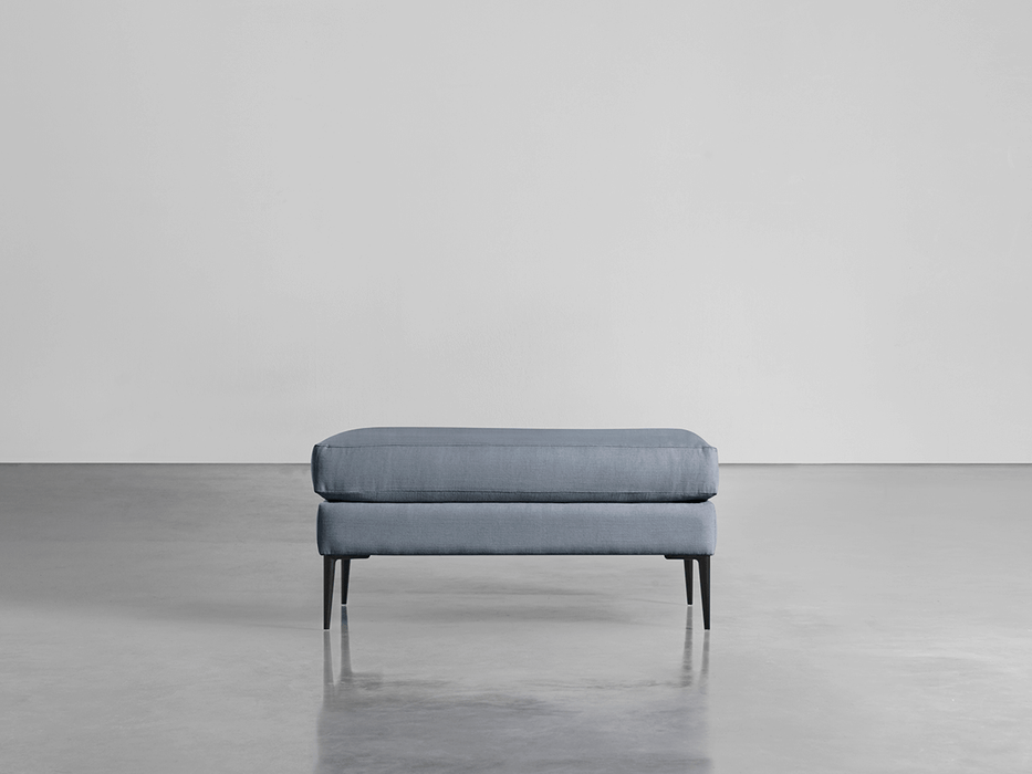 Milano Ottoman French Blue Linen Cotton Blend