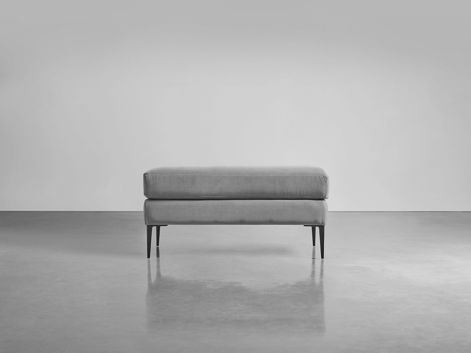 Milano Ottoman Swedish Grey Cotton Velvet