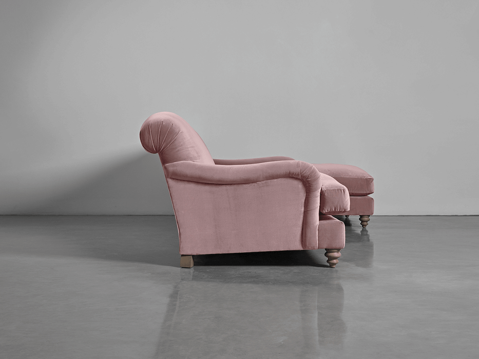 Cosy Chaise Blush Cotton Velvet - Right Hand Facing