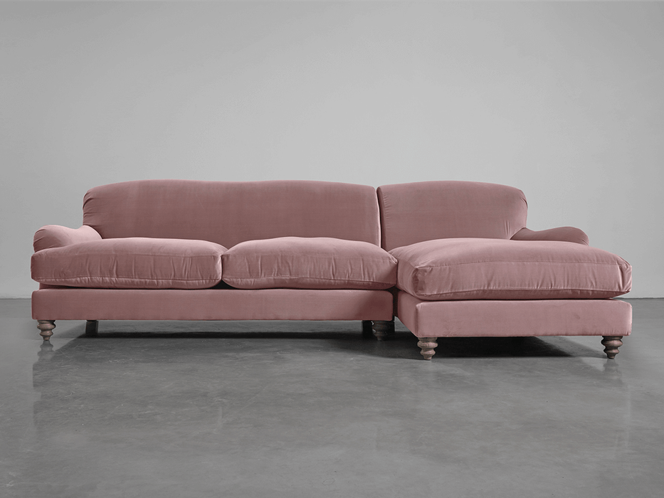 Cosy Chaise Blush Cotton Velvet - Right Hand Facing