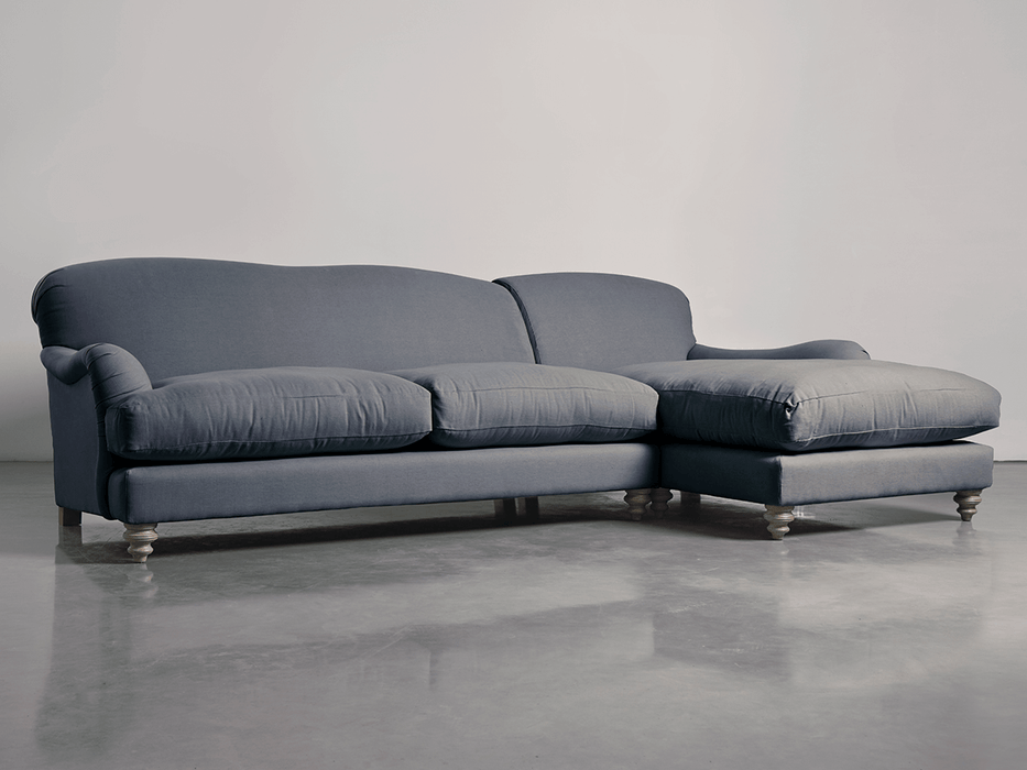 Cosy Chaise French Blue Linen - Right Hand Facing