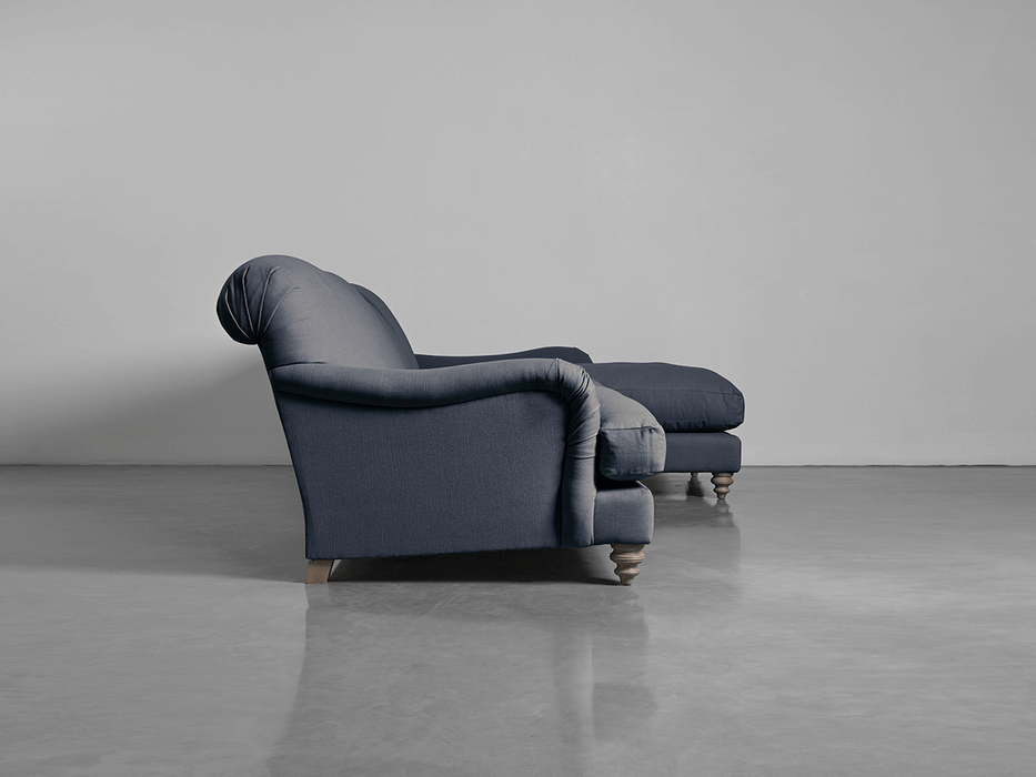 Cosy Chaise French Blue Linen - Right Hand Facing