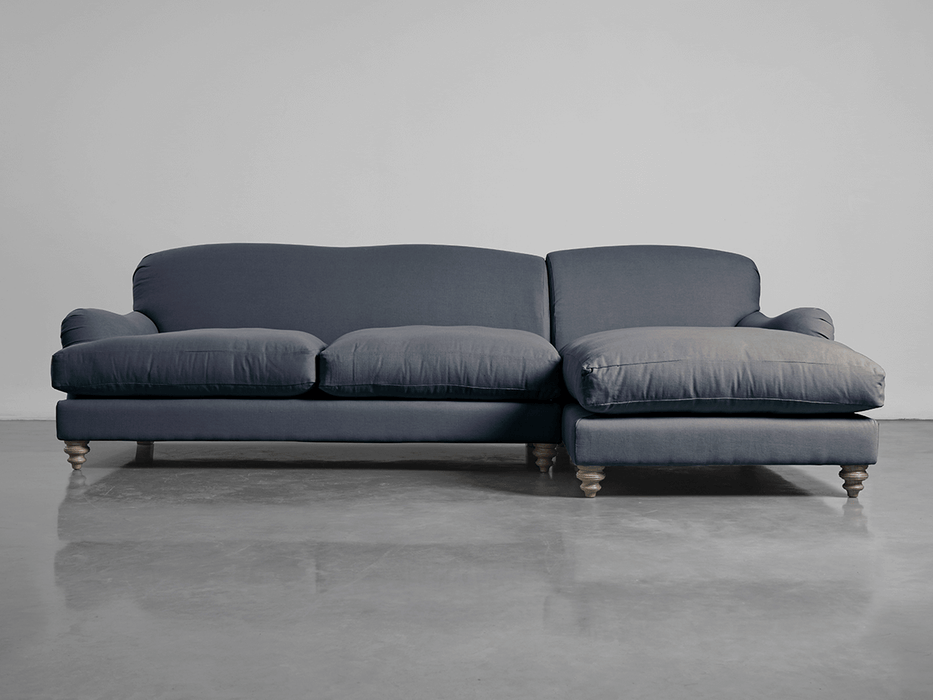 Cosy Chaise French Blue Linen - Right Hand Facing