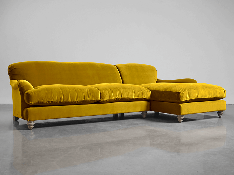 Cosy Chaise Gold Cotton Velvet - Right Hand Facing