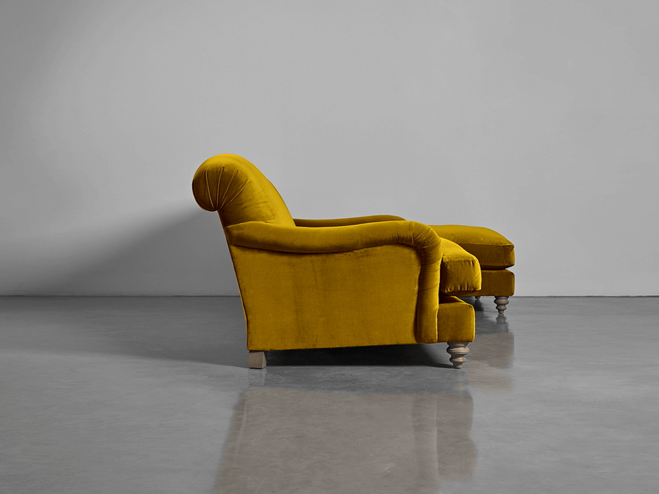 Cosy Chaise Gold Cotton Velvet - Right Hand Facing
